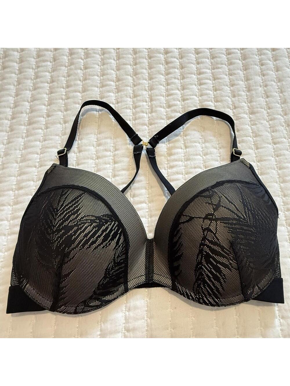 Lively Bra Black Lace Sz 32D Underwire Lined J Hook Convertible Into Racerback